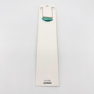 Express Gold & Teal Tassel Necklace